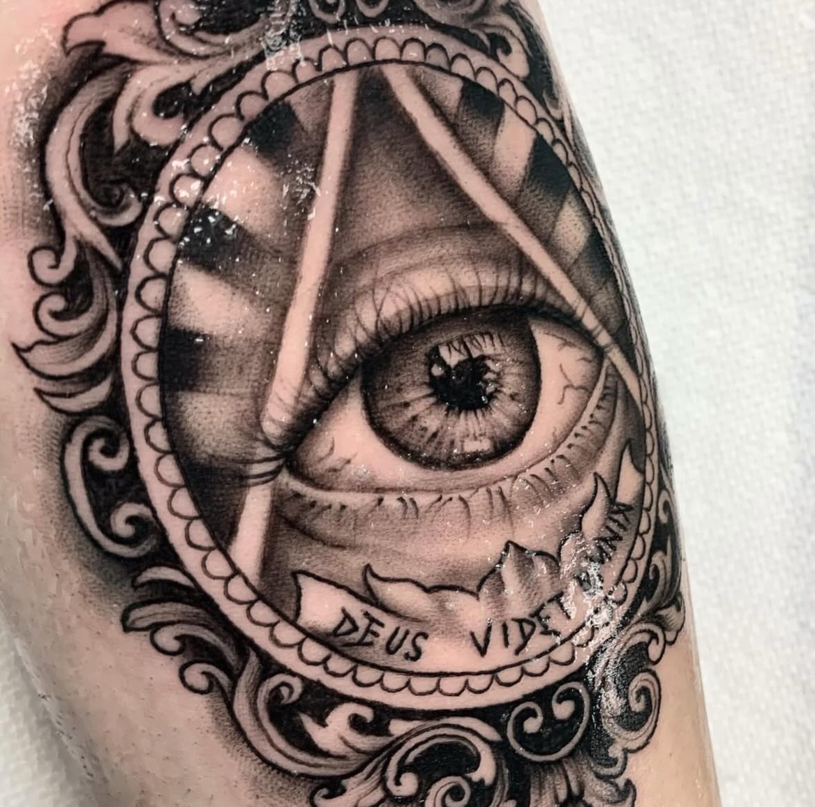 Eye realism tattoo on the forearm by Brandon Harrison, Kansas City, Missouri
