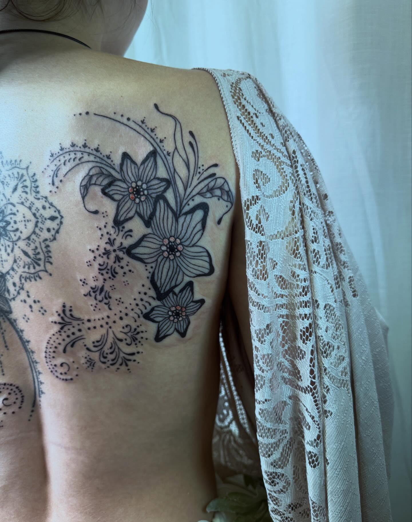 Tattoo by @skittykittykitty — dotwork, black_and_grey