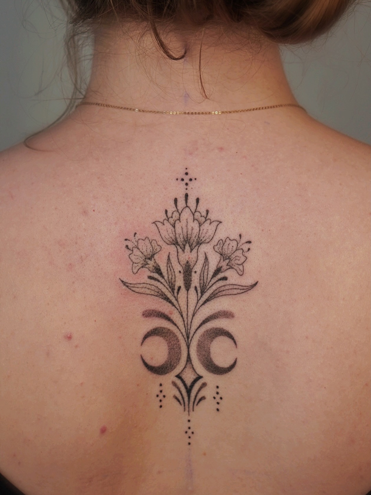 Tattoo by @poeticpokes — dotwork, ornamental
