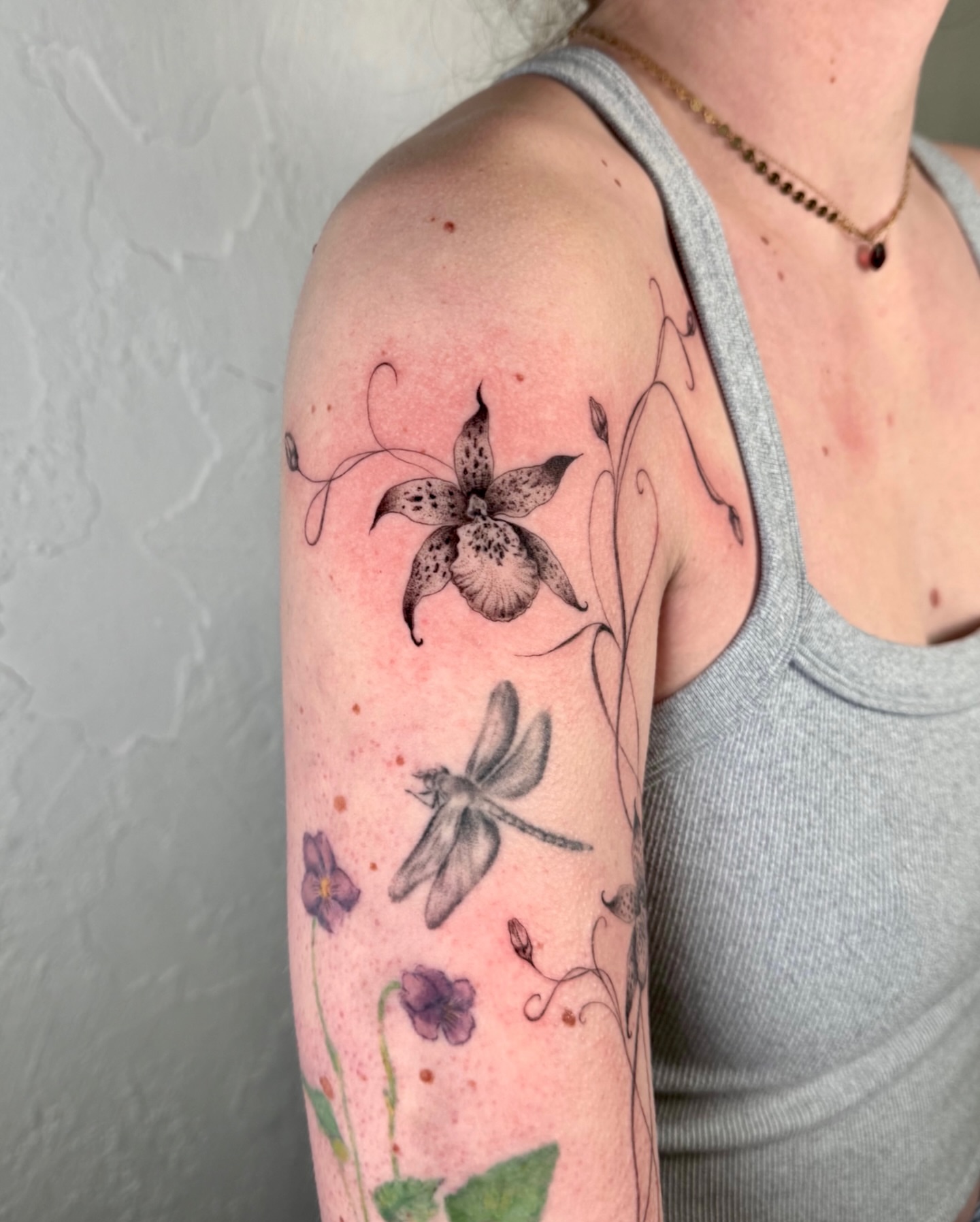 Tattoo by @finickyink — black_and_grey, watercolor