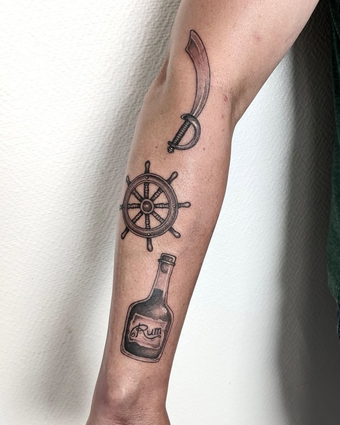 Sketch tattoo on the forearm by Deborah