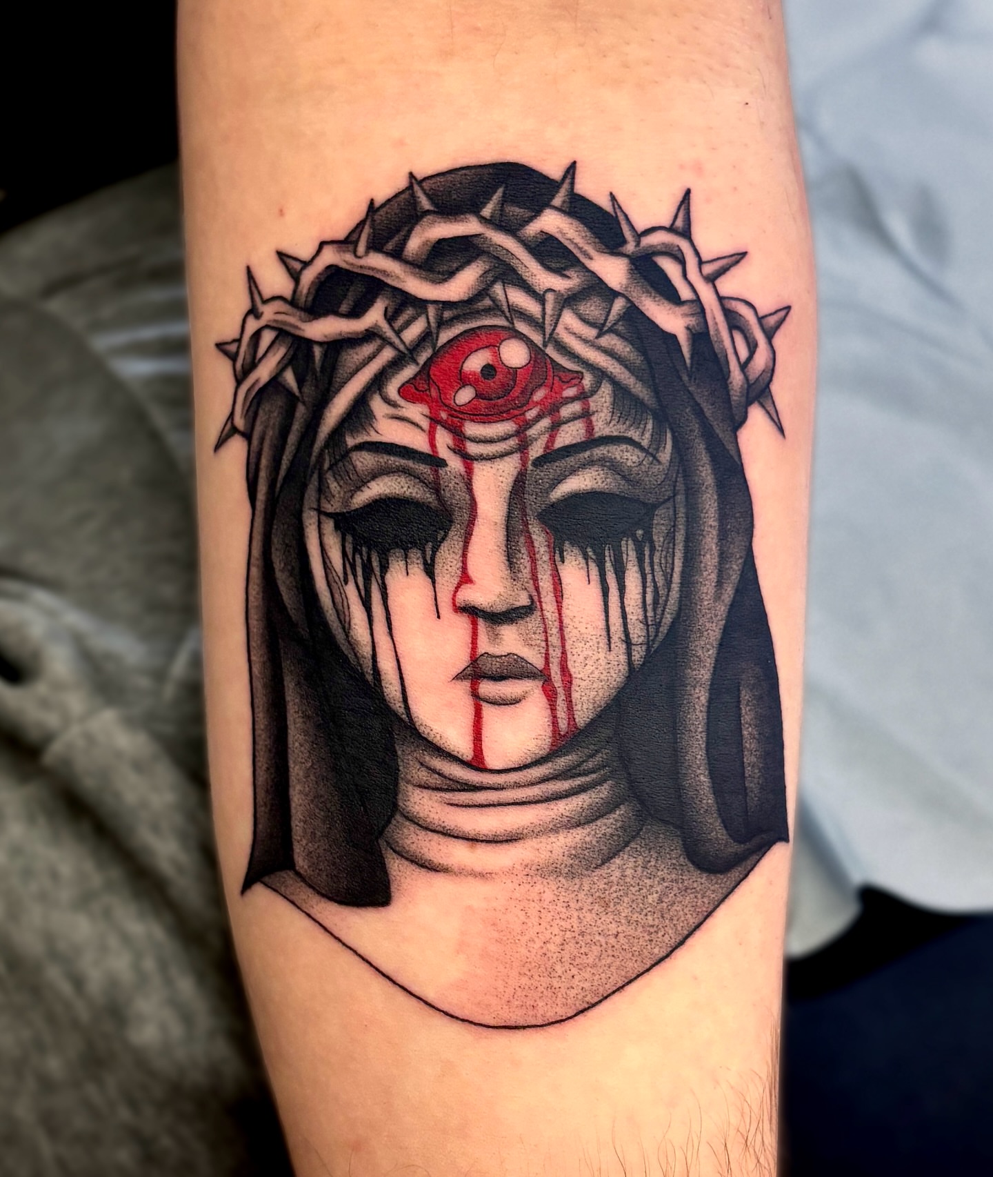 Tattoo by @_lazy.bones_ — dotwork, dark_realism