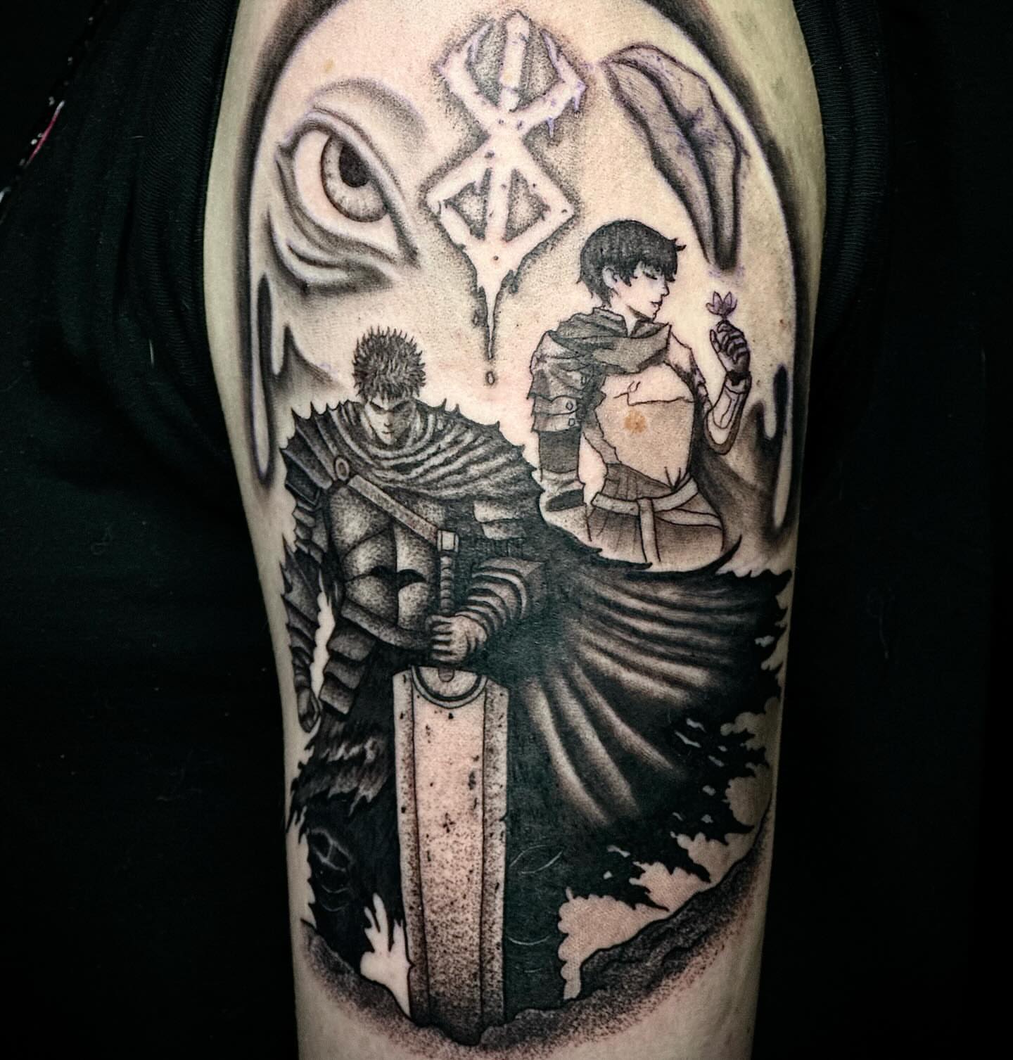 Fantasy characters realism tattoo on the forearm by Brooks