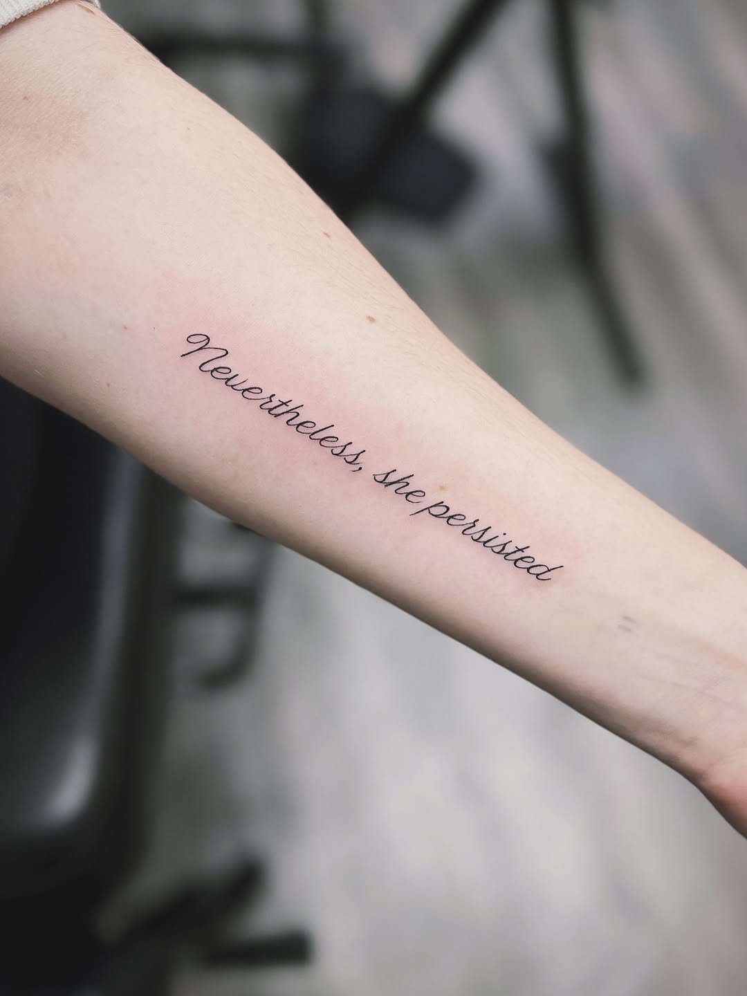 Script lettering lettering tattoo on the forearm by 𝚁𝚒𝚌𝚑𝚊𝚛𝚍
