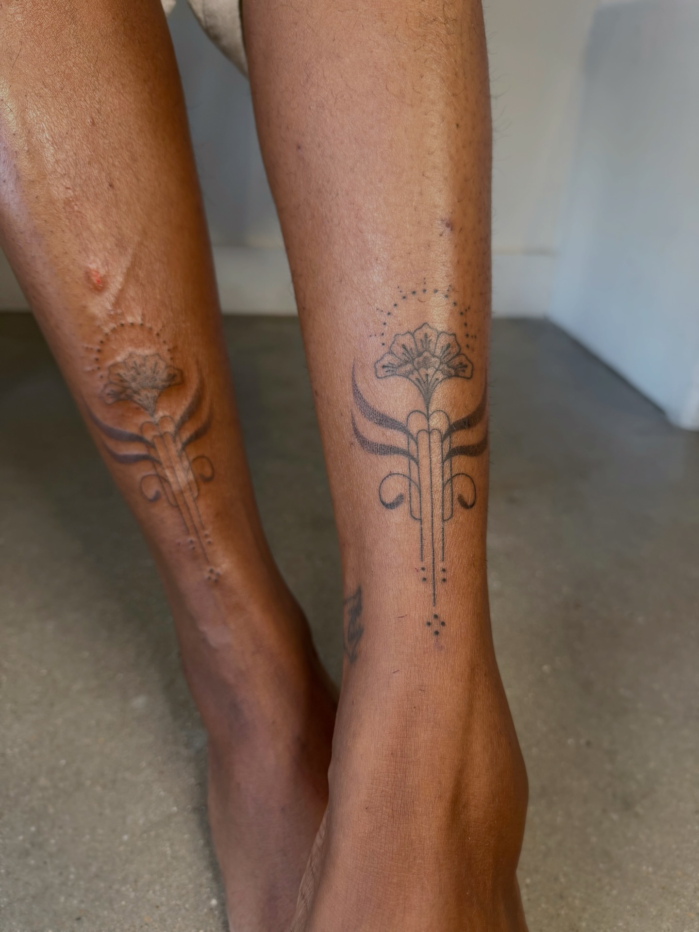 Tattoo by @poeticpokes — dotwork, geometric