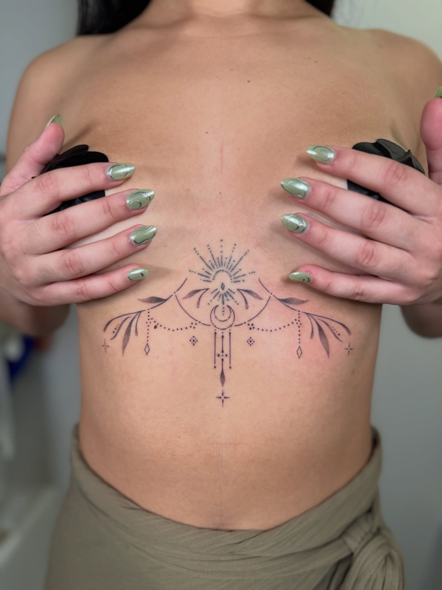 Tattoo by @poeticpokes — dotwork, geometric