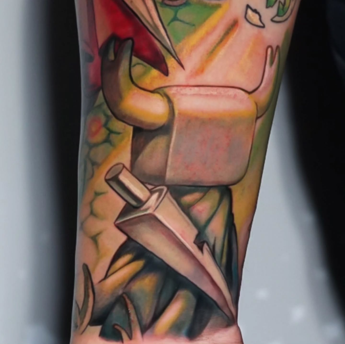 Mushroom American traditional tattoo on the forearm by Bo