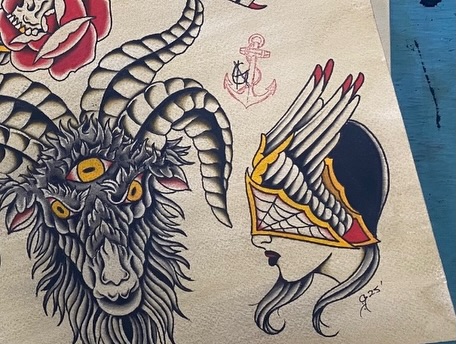 Goat head American traditional tattoo by Giuseppe T.C.