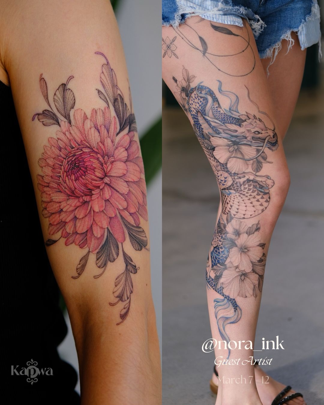 Chrysanthemum realism tattoo on the forearm by Flower Tattoo Sf