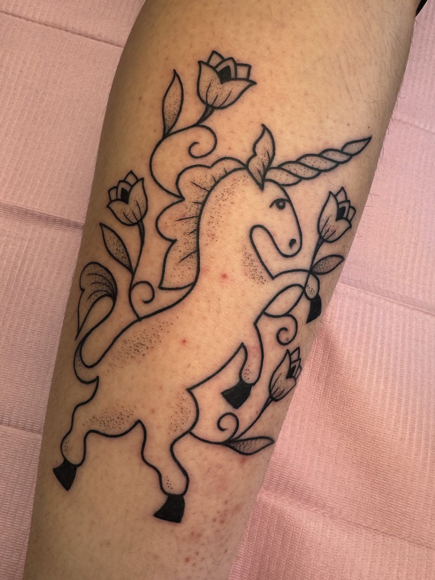 Unicorn black and grey tattoo on the forearm by ꧁꧁Hayley꧂꧂
