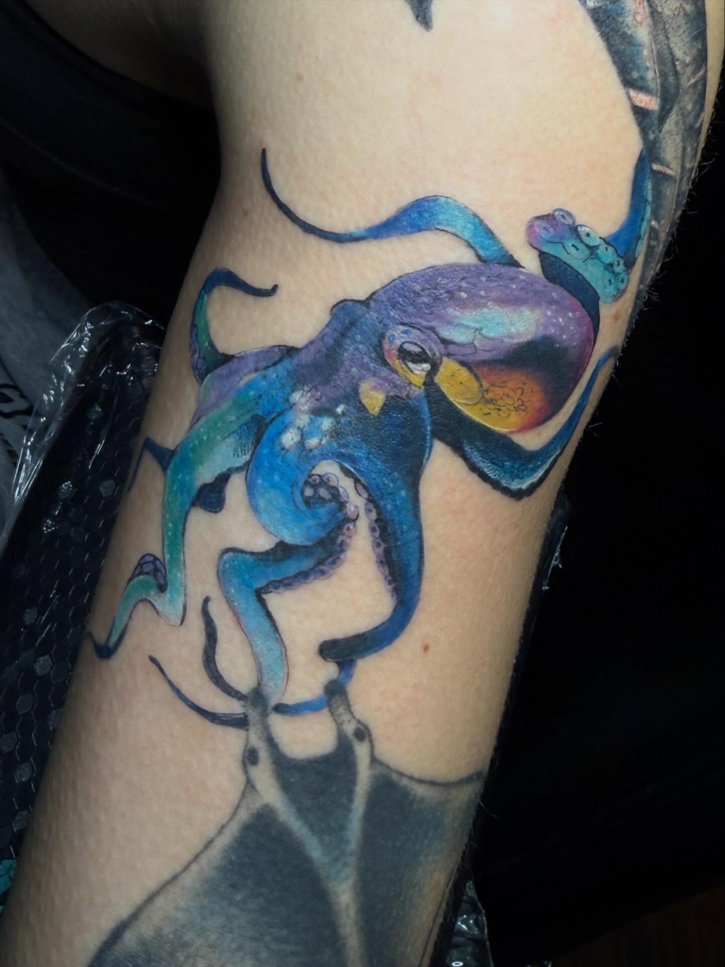 Octopus realism tattoo on the forearm by Michela's Tattoo's