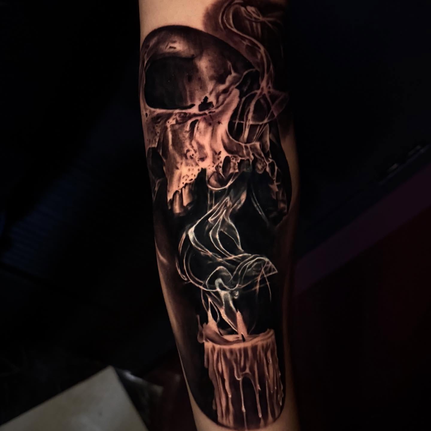 Tattoo by @thetattoosaint — realism, dark_realism