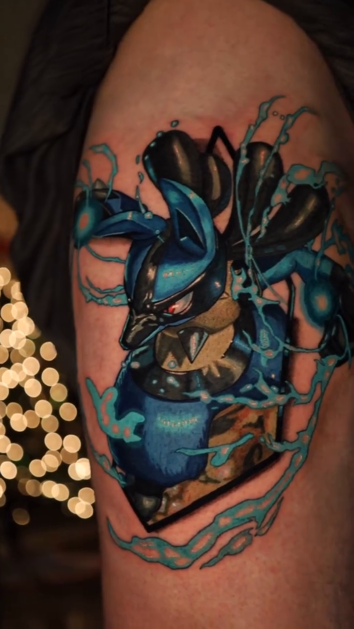 Lucario heart anime tattoo by Bryan Palacios