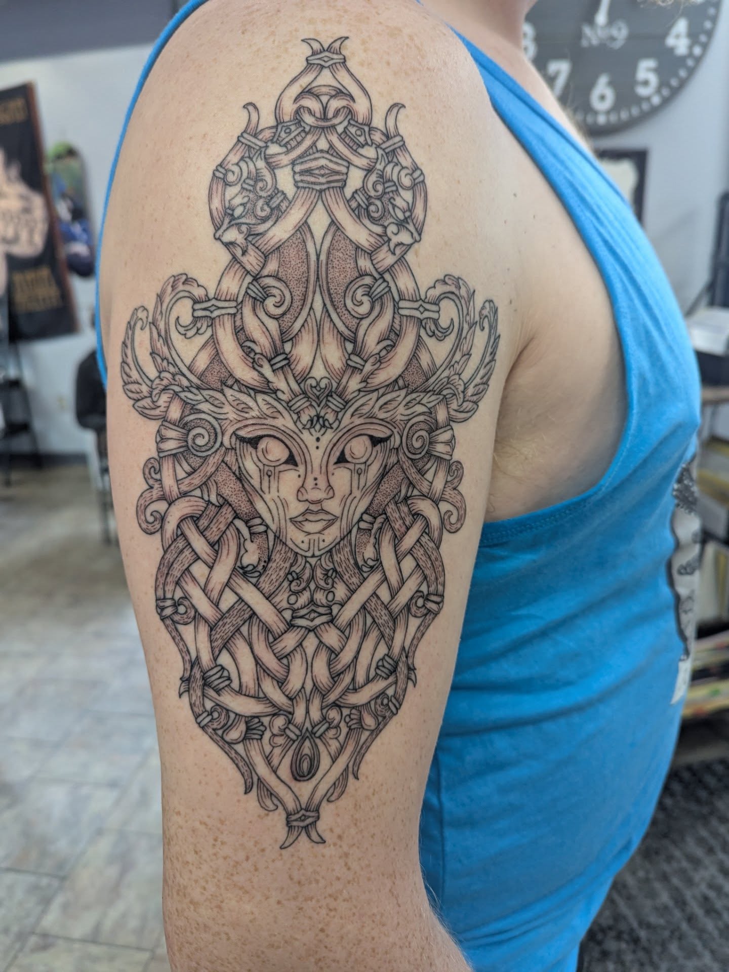 Tattoo by @electricpagan — black_and_grey, geometric