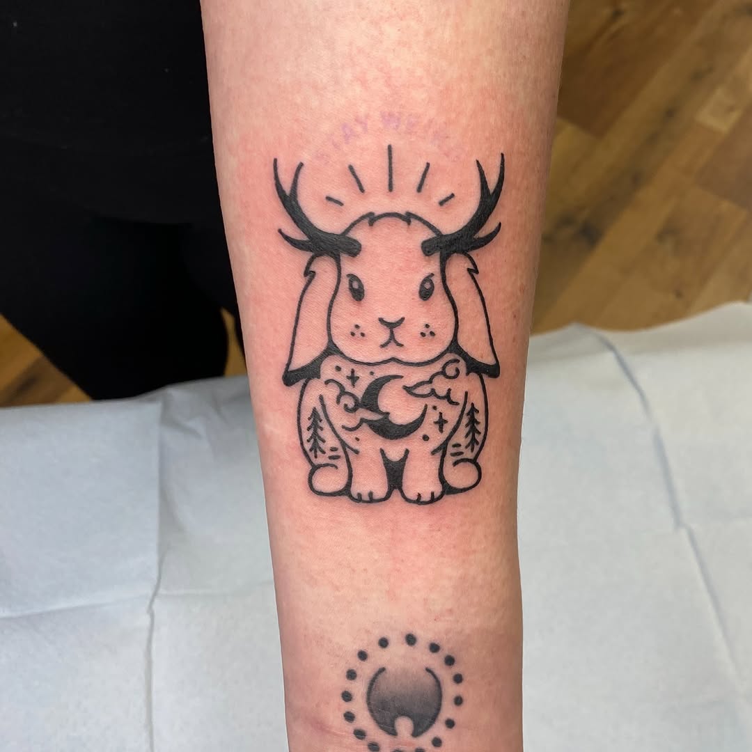 Tattoo by @unluckymoon โ fine_line, blackwork