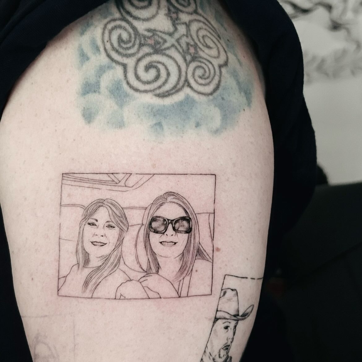 Portrait realism tattoo on the shoulder by Jonny Tattoo PHX AZ