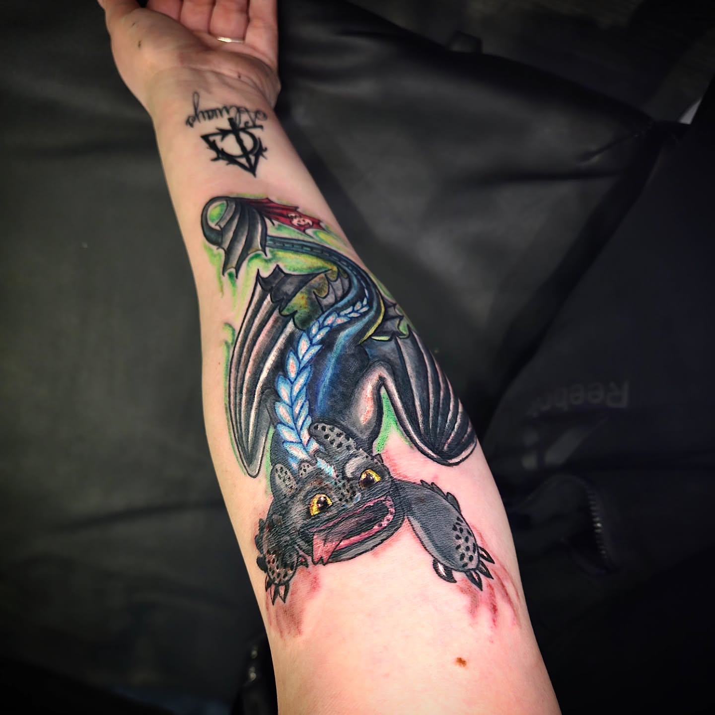 Dragon realism tattoo on the forearm by Angie Griffith 🥰, Glendale, Arizona