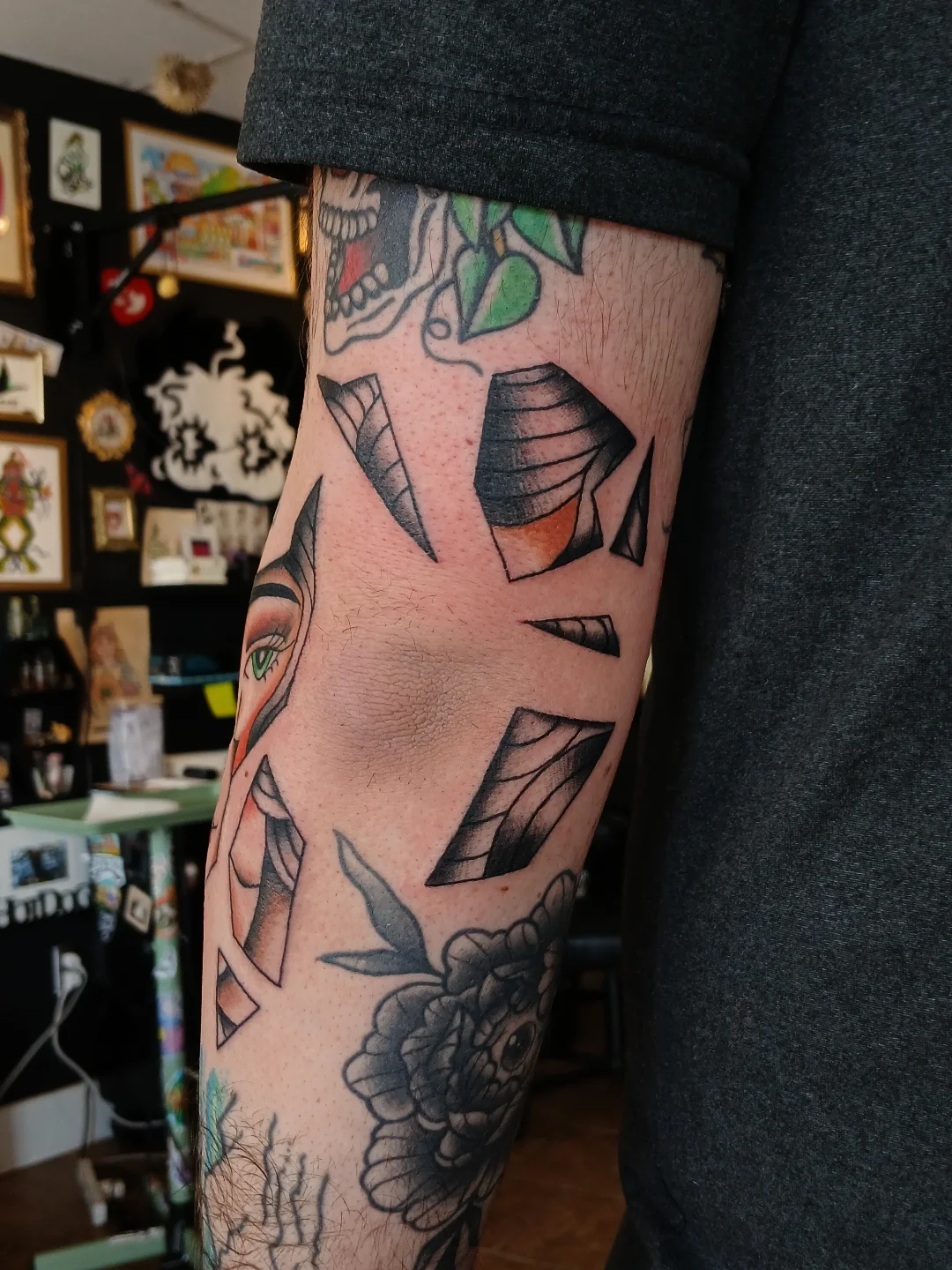 Geometric shapes geometric tattoo on the forearm by Amber Tattoos