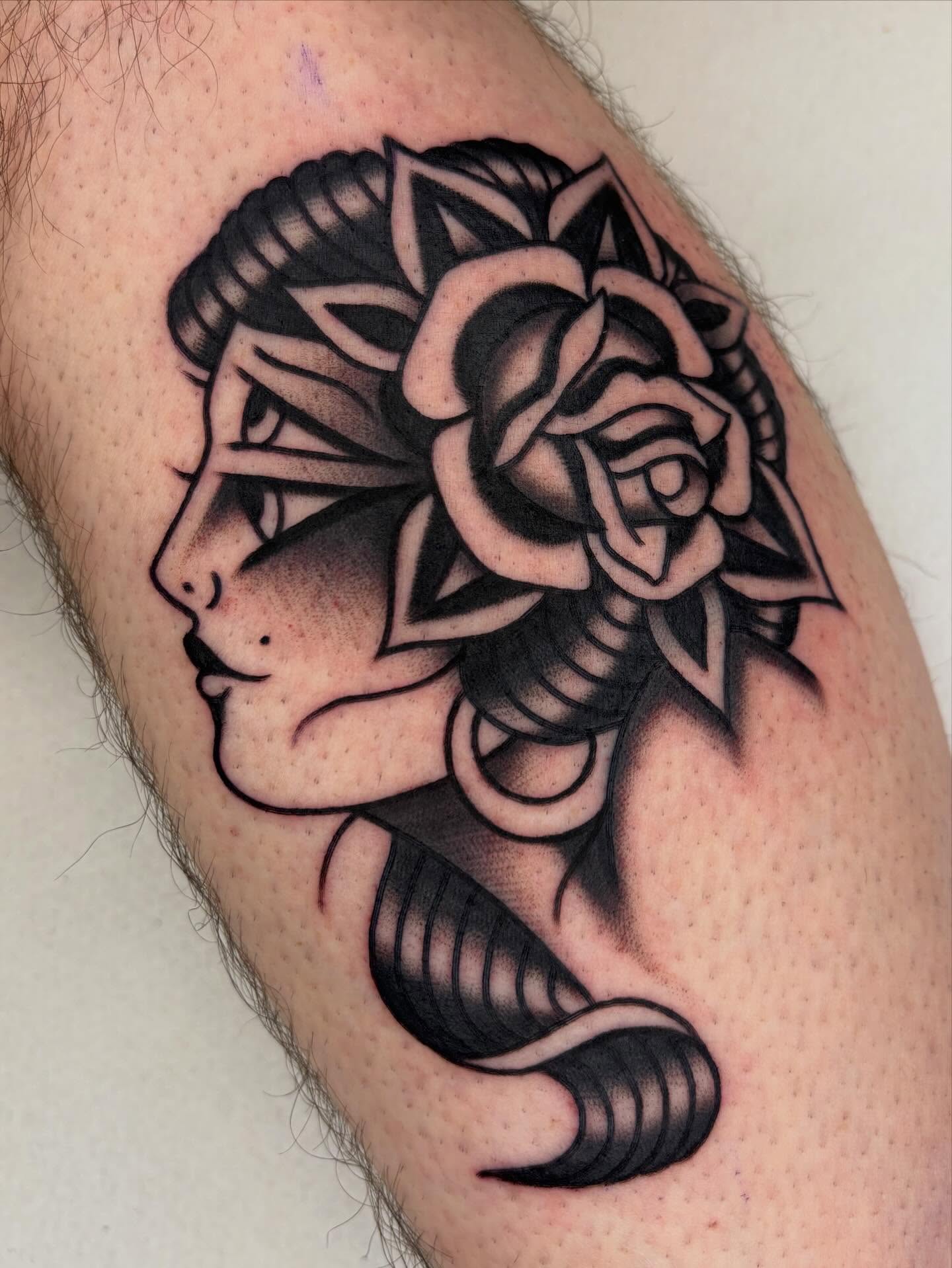 Tattoo by @tatturo_ — american_traditional, black_and_grey