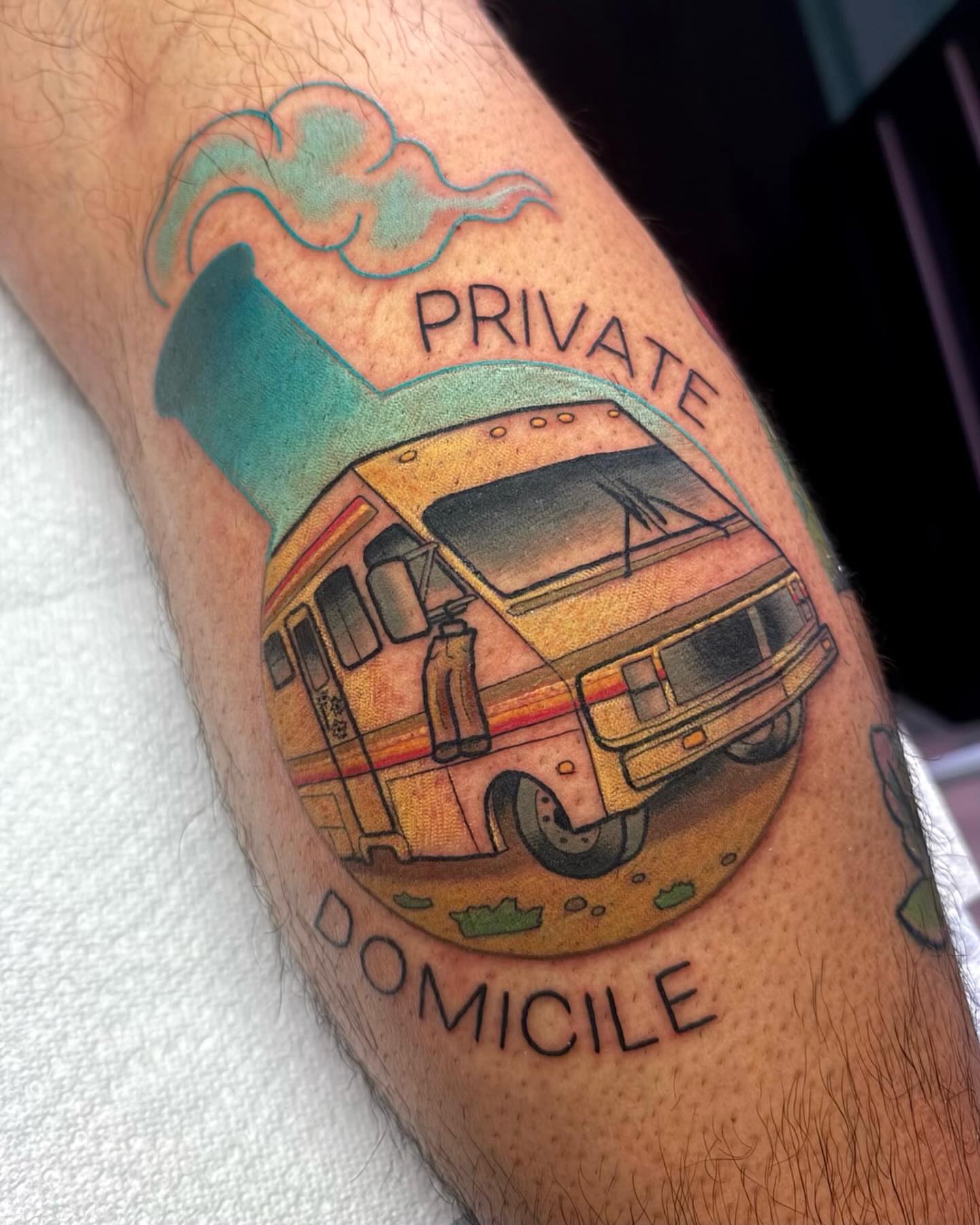Bus realism tattoo on the forearm by 𝔎𝔦𝔯𝔞 𝔅𝔦𝔰𝔥𝔬𝔭