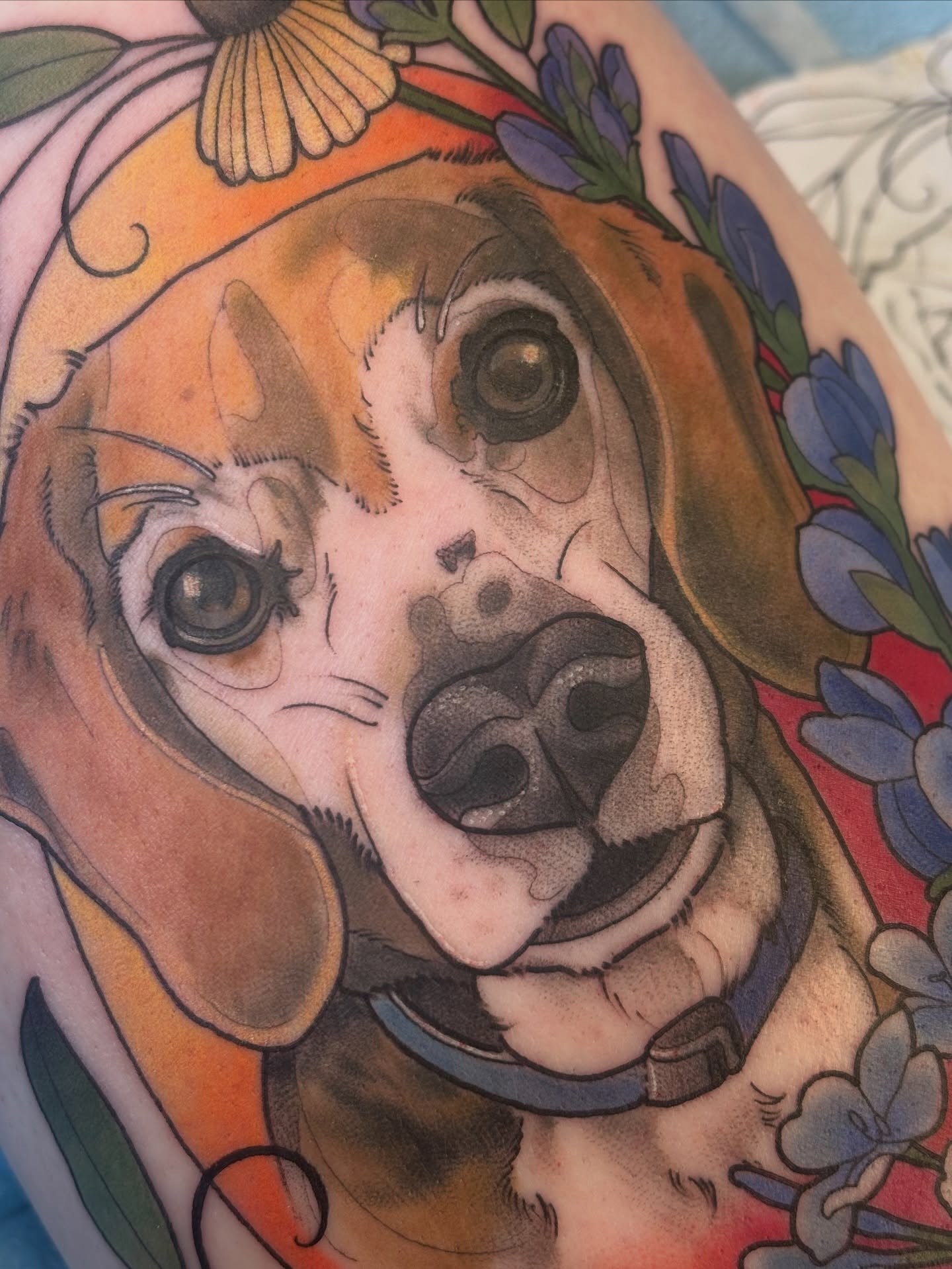 Beagle realism tattoo on the forearm by š¤Madeline Kristenš¤, Somerset, Wisconsin