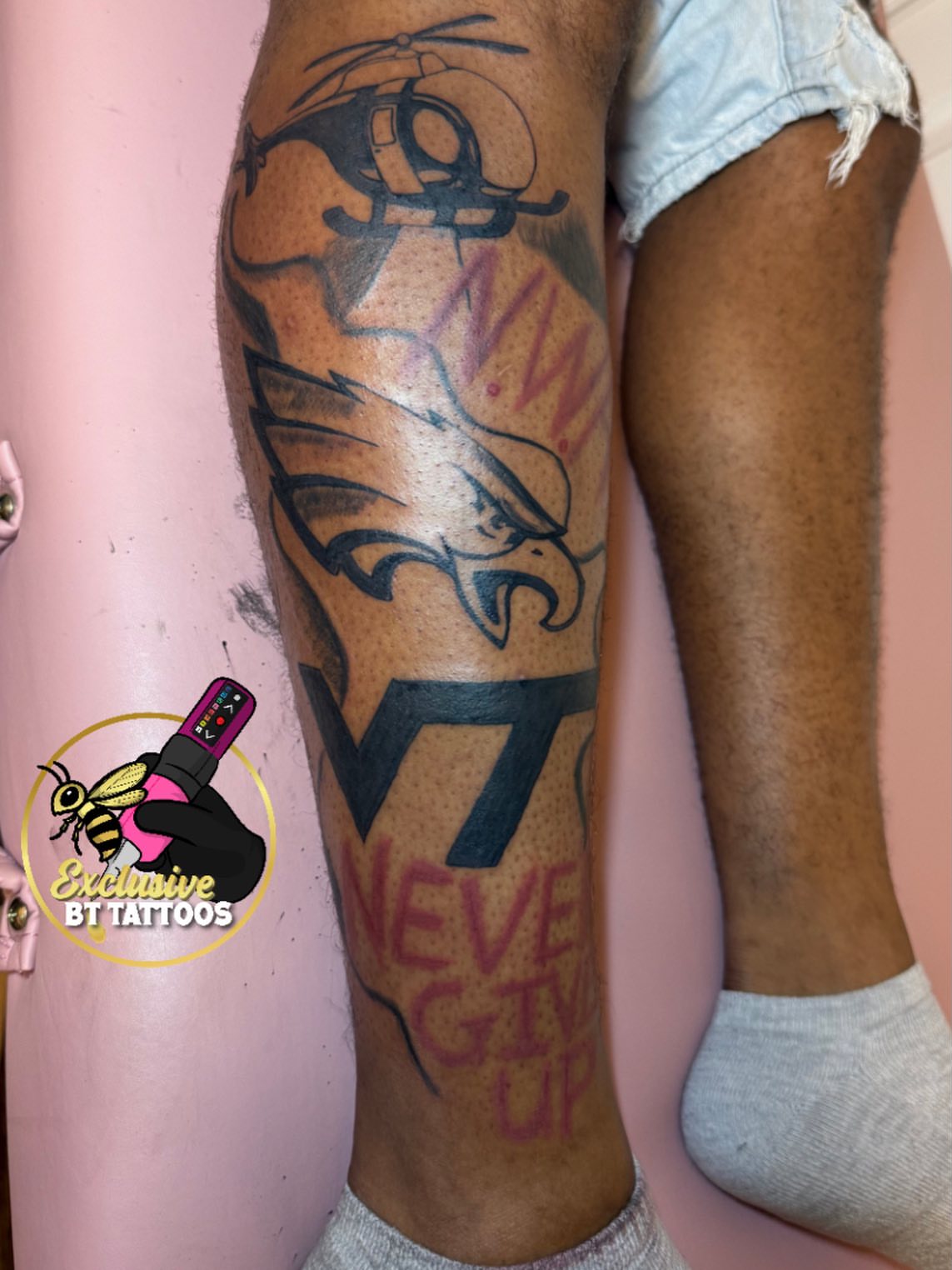 Philadelphia eagles logo American traditional tattoo on the forearm by @x1u5iv3bttattz