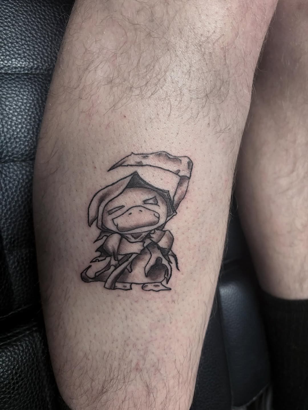 Chibi grim reaper character anime tattoo on the forearm by Angel Arceo