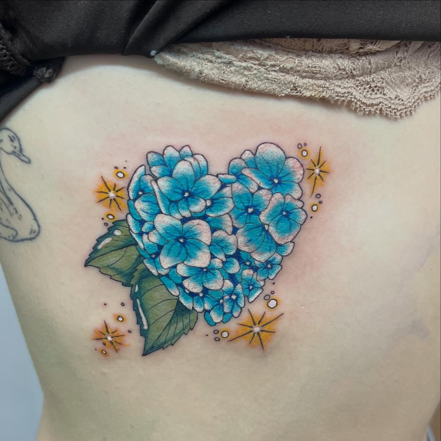 Hydrangea bouquet new school tattoo by 🍄‍🟫🍄Moth🍄🍄‍🟫