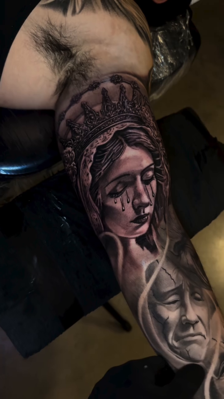 Tattoo by @dannydabstattoos — realism, black_and_grey