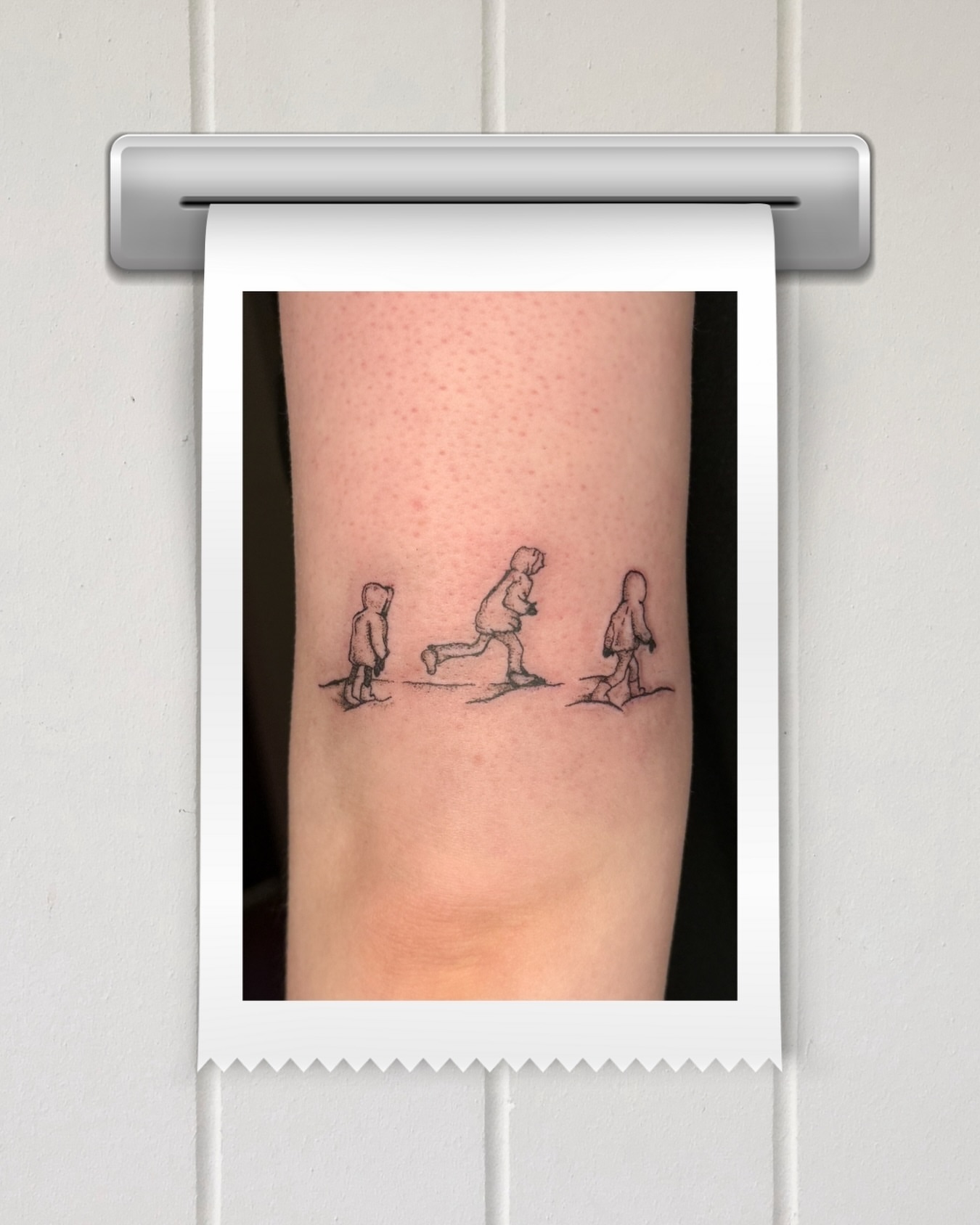 Three children minimalist tattoo on the forearm by Bella - Austin Tattoo Artist ₓ˚. ୭