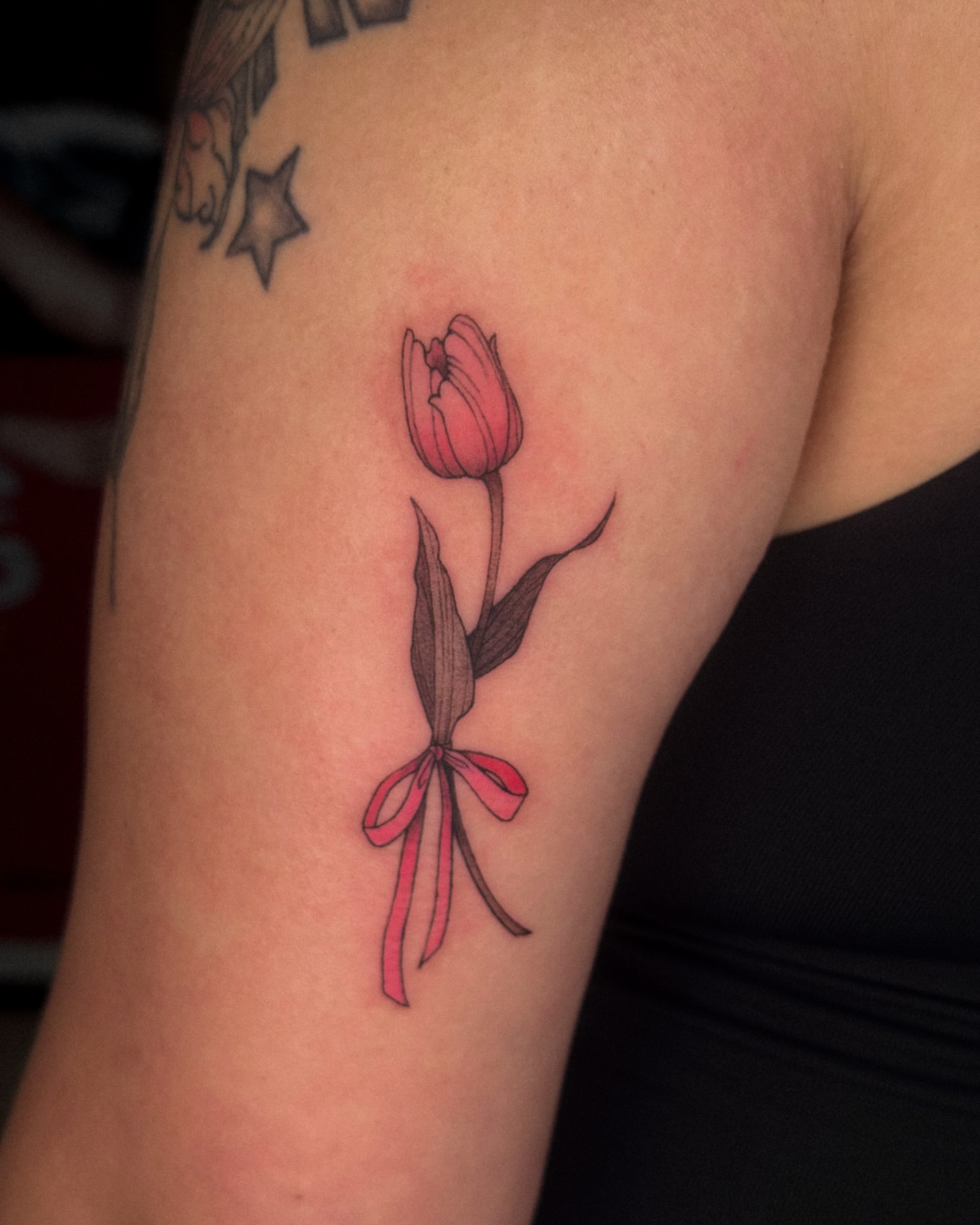 Tulip new school tattoo on the forearm by ☆ gia