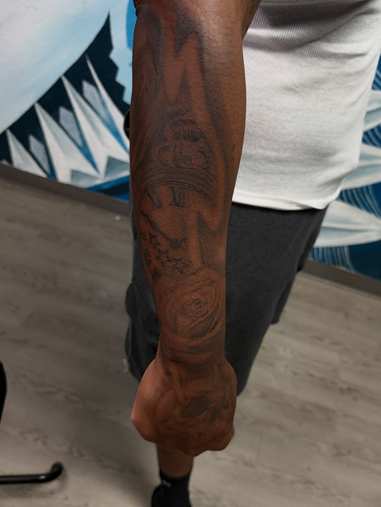 Military insignia American traditional tattoo on the forearm by Kevin, Las Vegas, Nevada