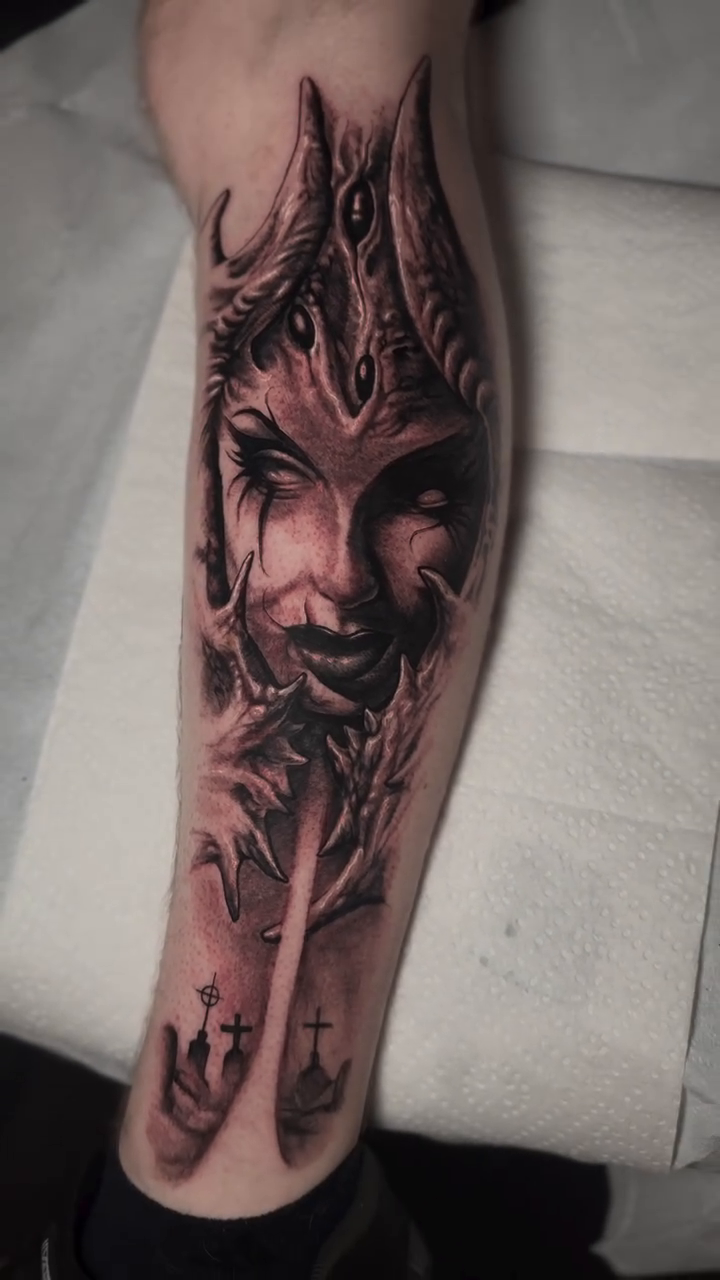 Tattoo by @benzo_ink — dark_realism, black_and_grey