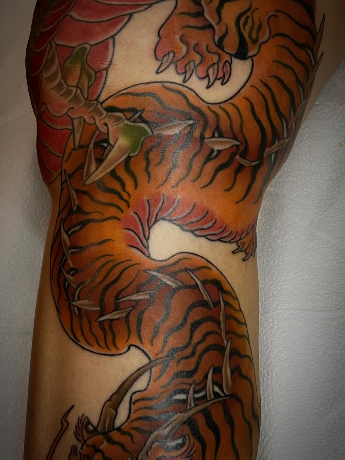 Tiger japanese irezumi tattoo on the forearm by Pᴇɪɢʜᴛᴏɴ "Fʟᴀsʜ", Phoenix, Arizona