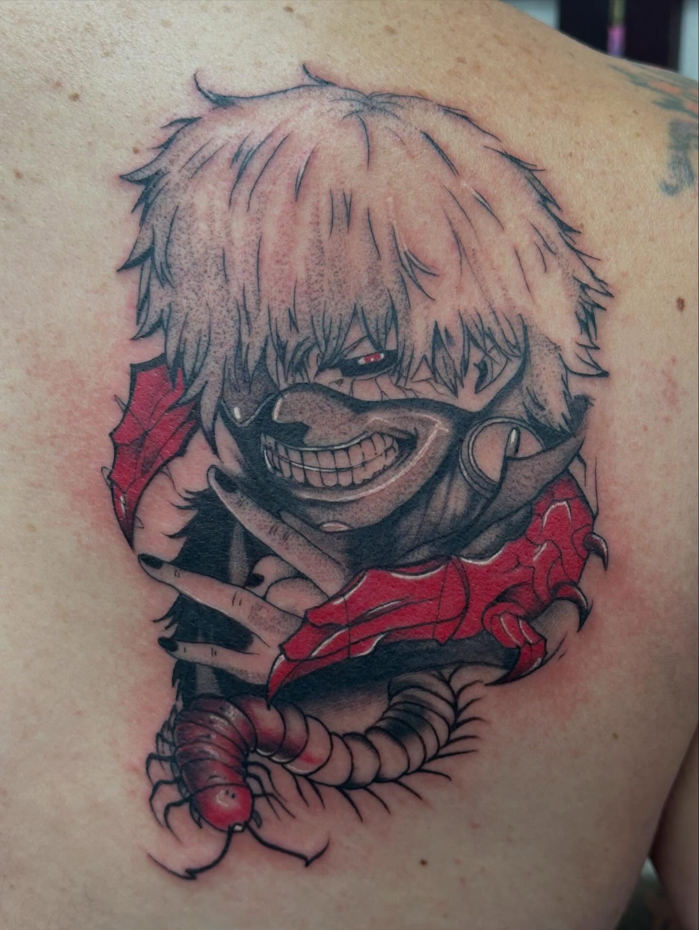 Anime character anime tattoo on the shoulder by Olivia Norbert