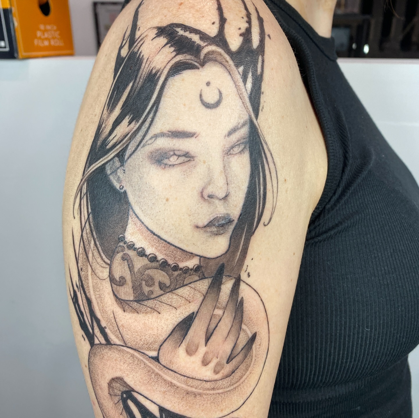 Tattoo by @krookedtattoos — dotwork, realism
