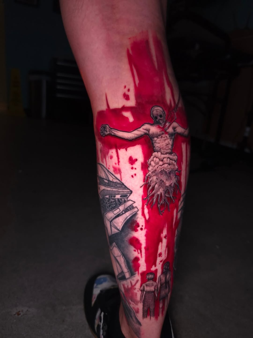 Tattoo by @devanv_tattoos — trash_polka, dark_realism