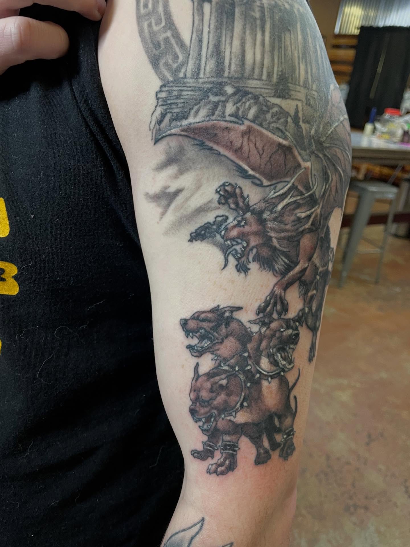 Mythical creatures realism tattoo on the forearm by Heather Freitag