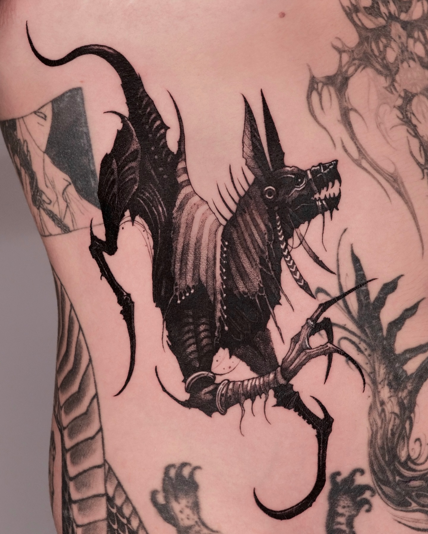 Tattoo by @47volt — black_and_grey, dark_realism