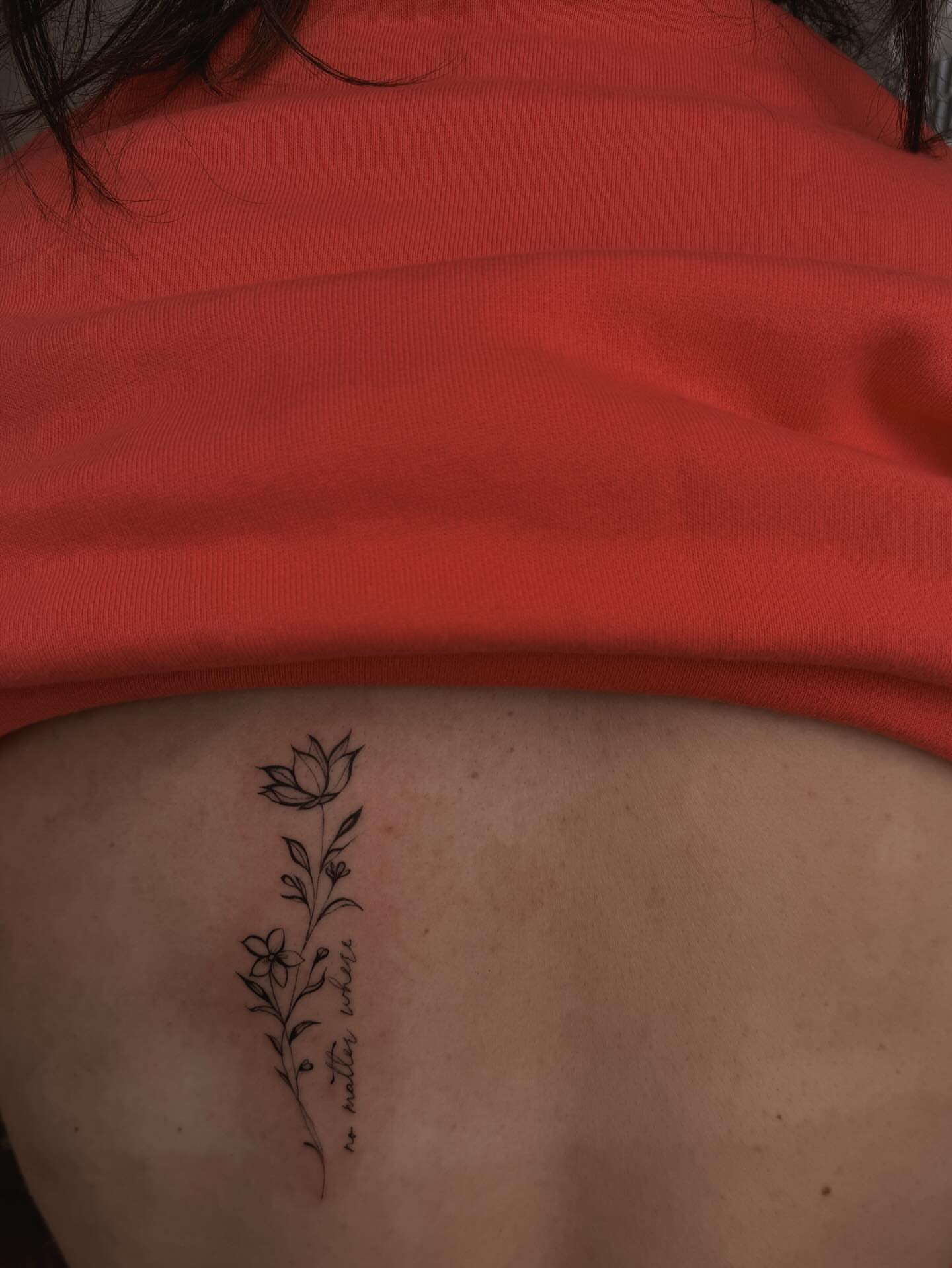 Flower and script fine line tattoo on the ribs by π»ππ π
ππππ Tattoo Artist, Las Vegas, Nevada
