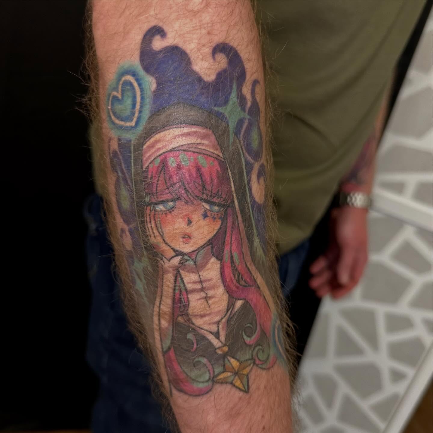 Tattoo by @jerritattoos — anime, dotwork