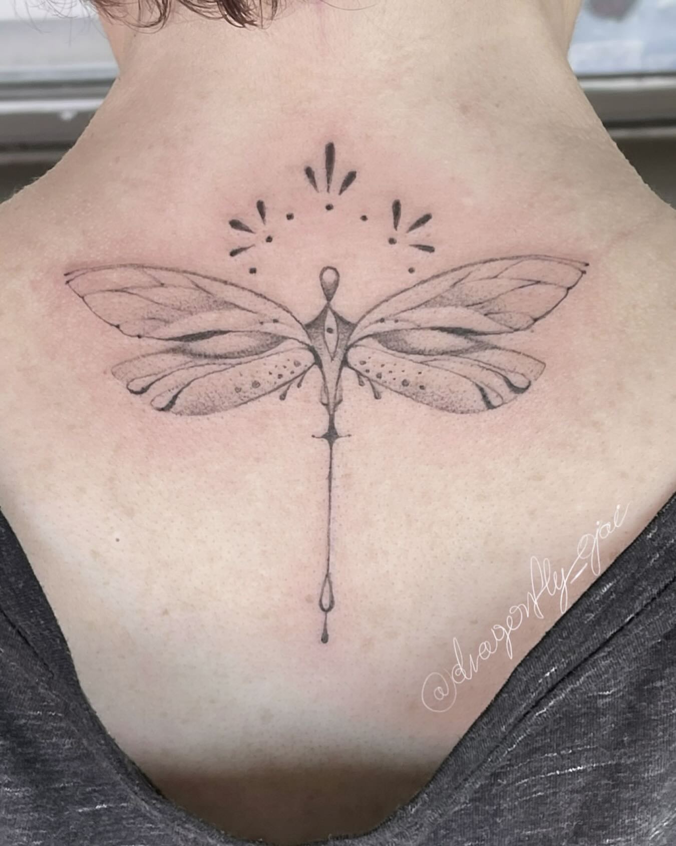 Tattoo by @dragonfly_ajja — dotwork