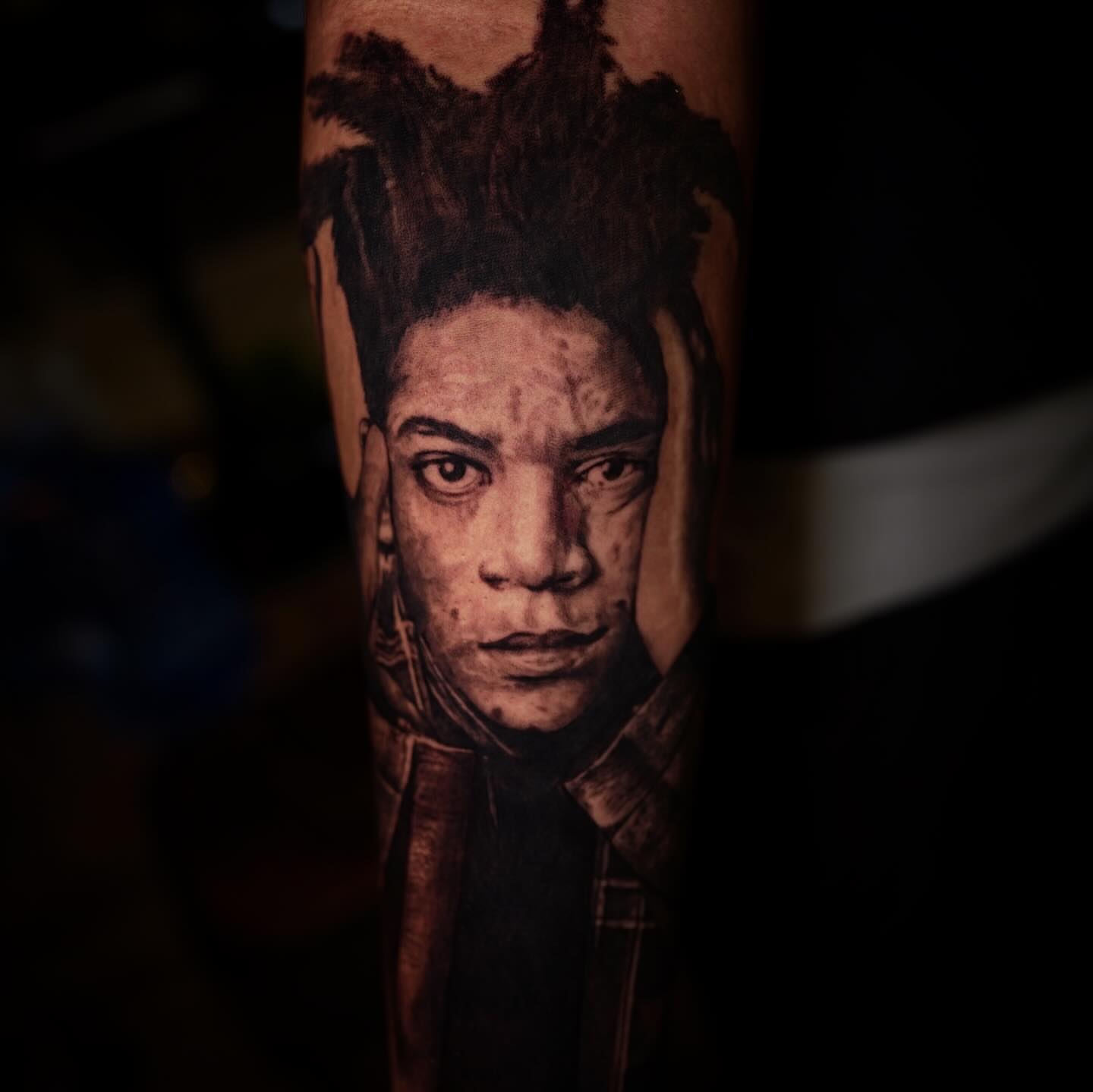 Portrait realism tattoo on the forearm by Erick Satchell II