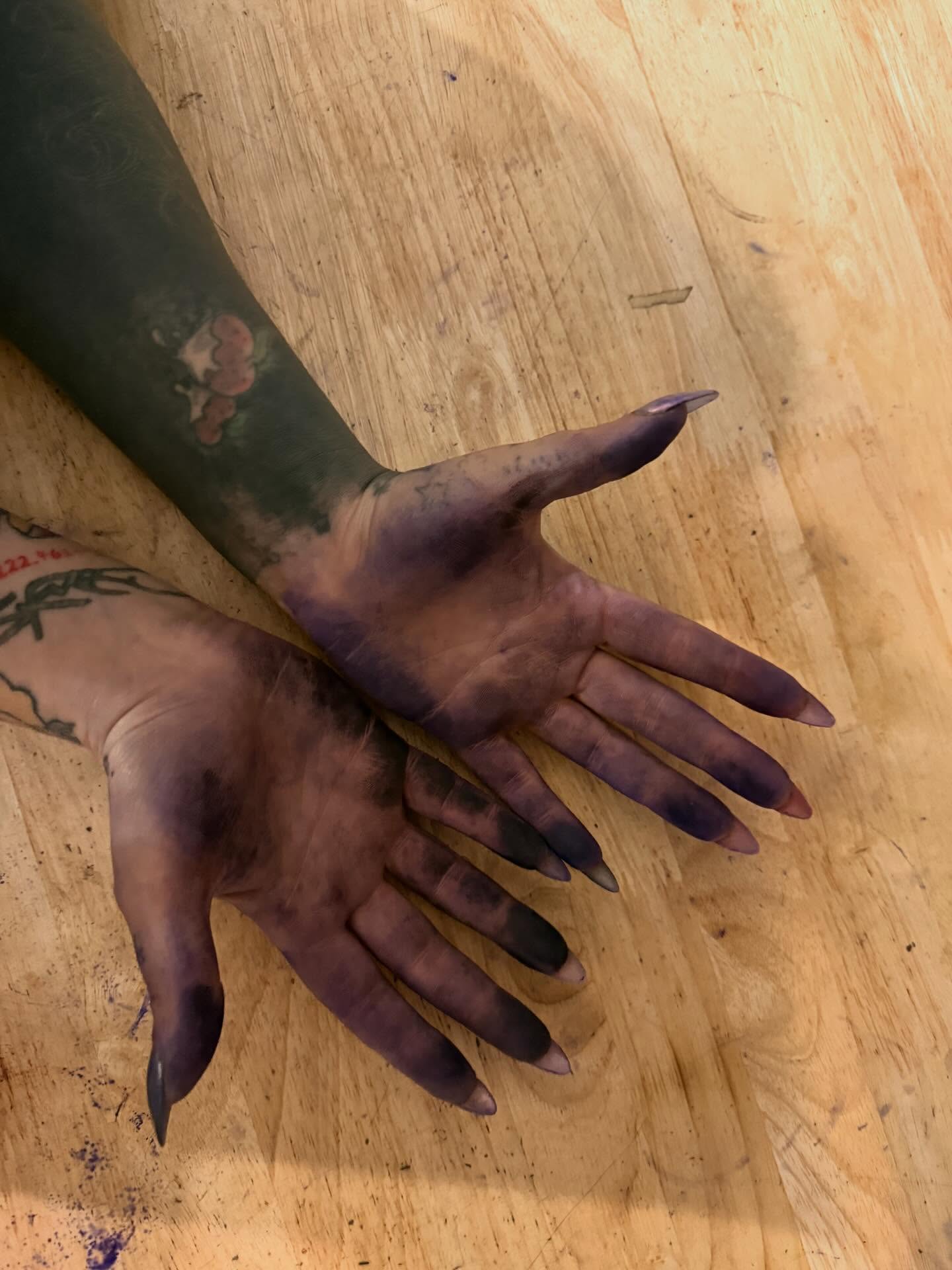 Hands black and grey tattoo on the hand by Jamie Jane Voryer