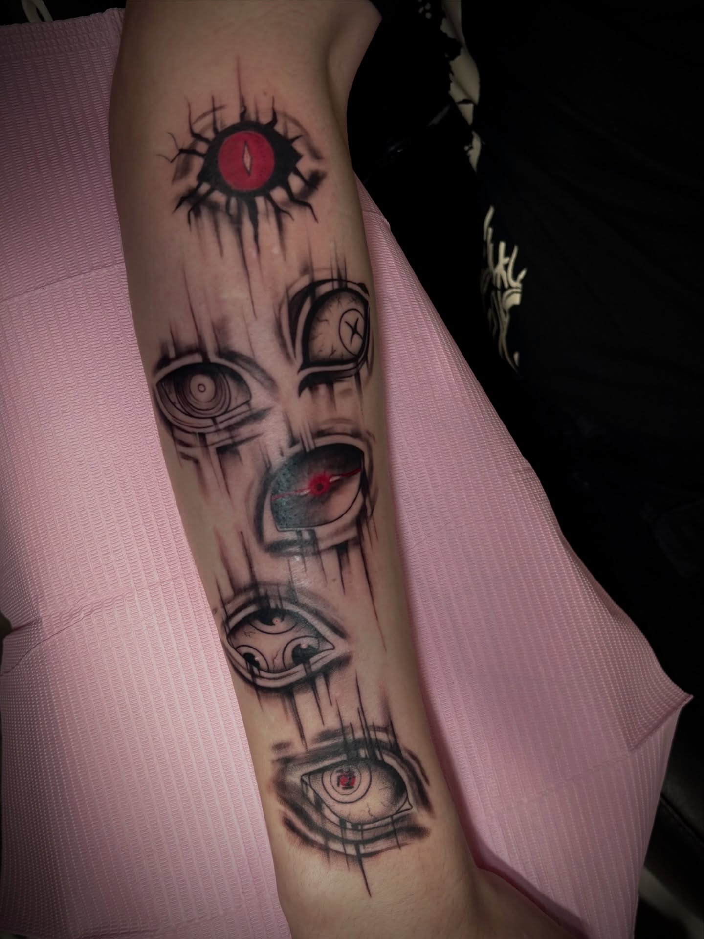 Eyes dark realism tattoo on the forearm by Elixabeth