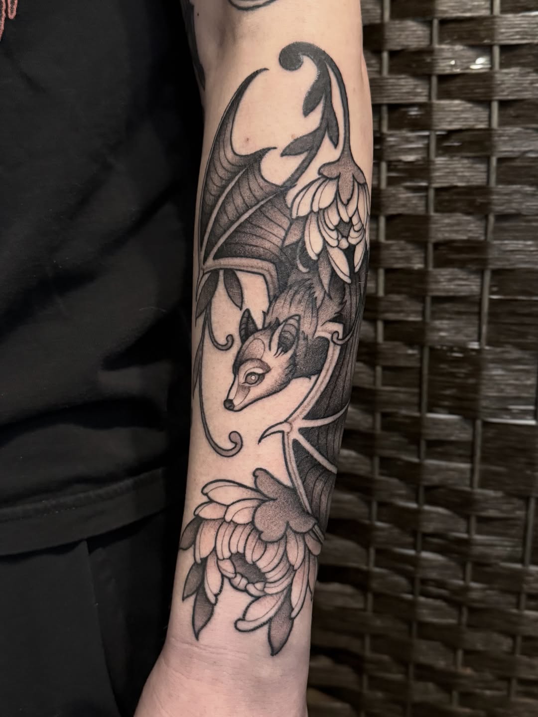 Tattoo by @roseydeers — neo_traditional, black_and_grey
