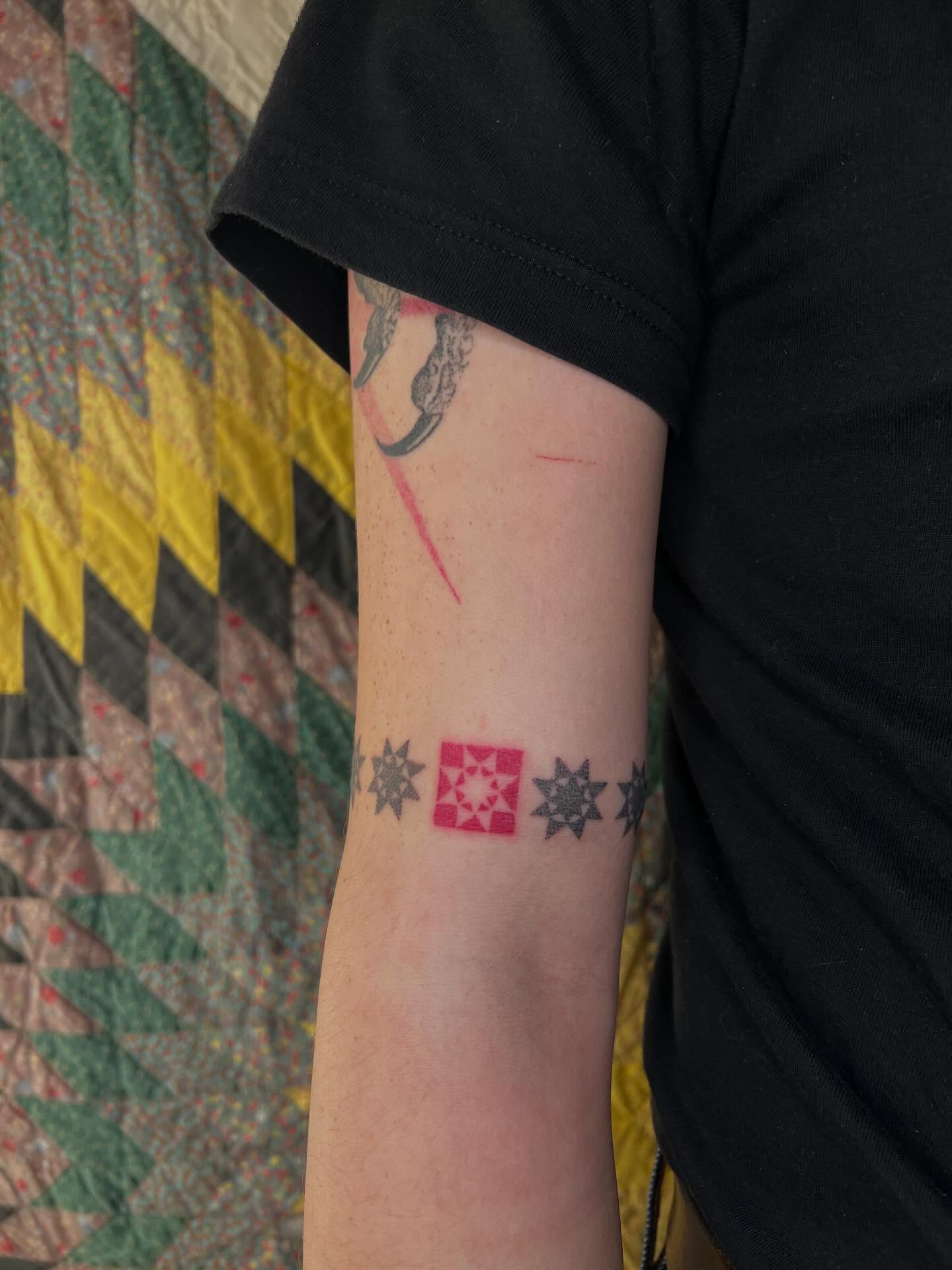 Geometric pattern geometric tattoo on the forearm by faith