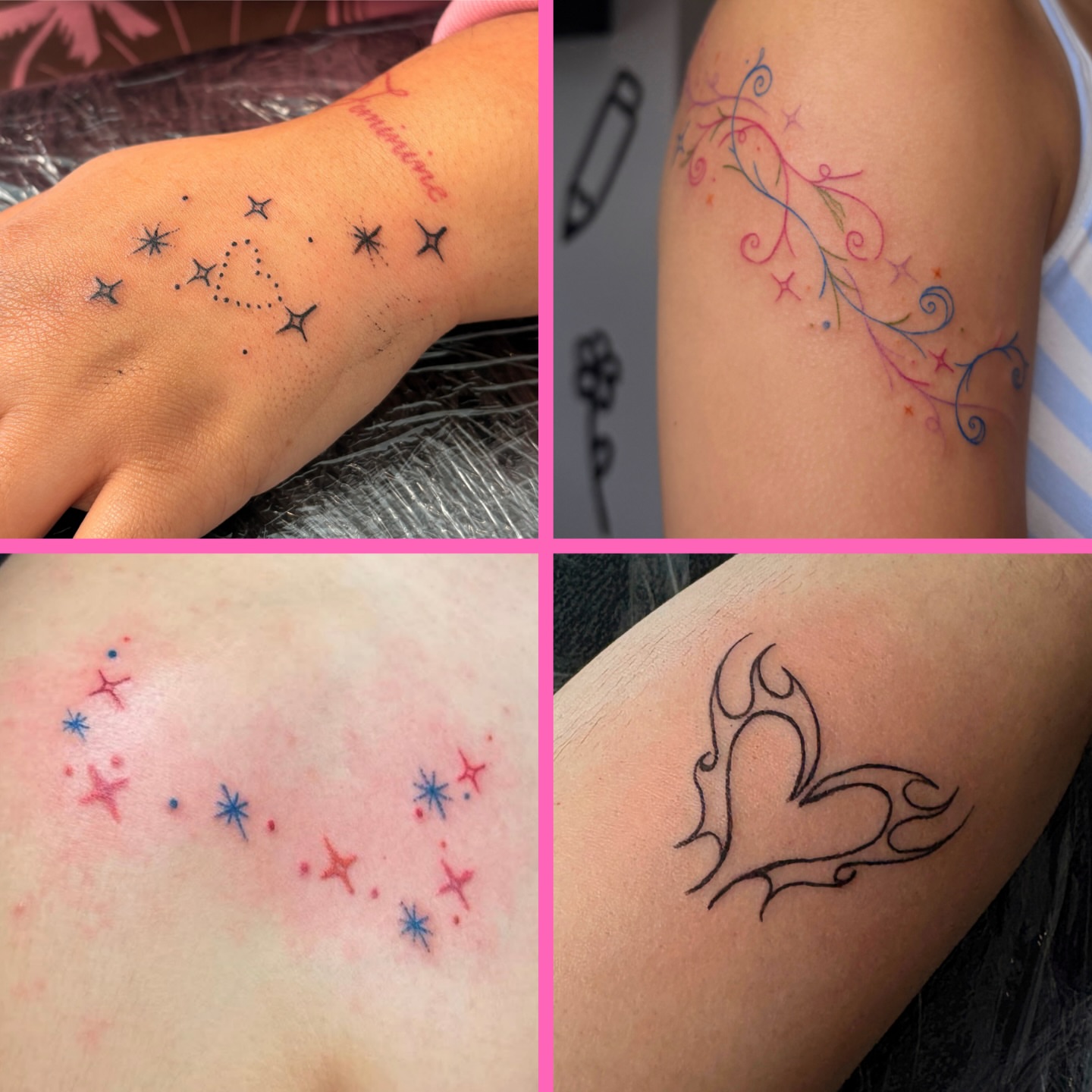 Stars and swirls dotwork tattoo on the upper arm by Emma🌸✨Austin Tattoo Artist