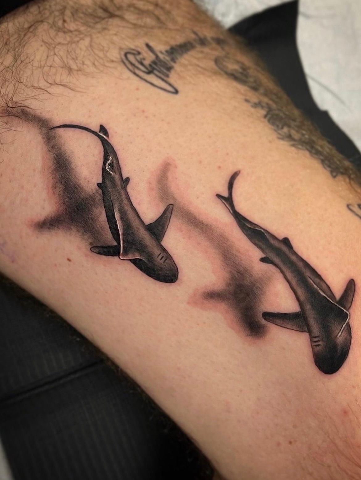 Tattoo by @kustomhustletattoo — realism, black_and_grey