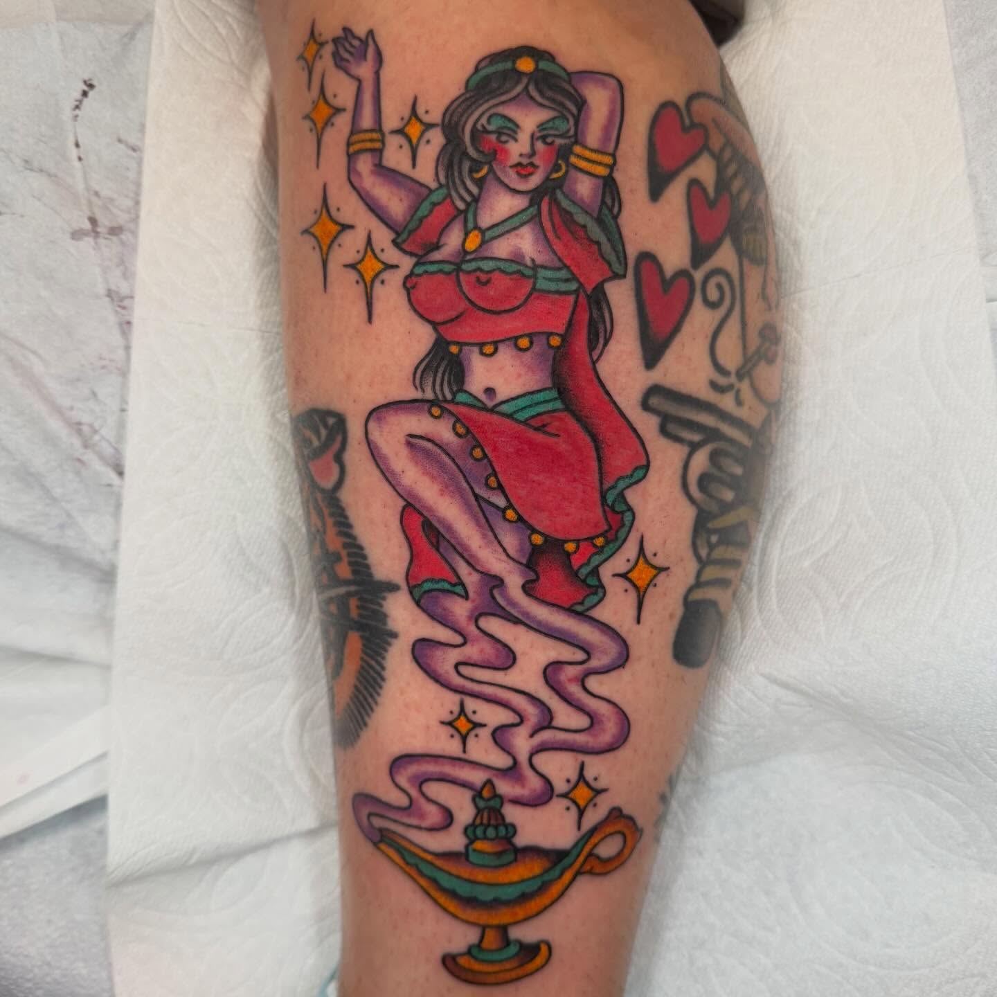 Tattoo by @noryanbaker — american_traditional, trash_polka